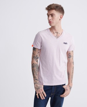 Superdry Organic Cotton Orange Label Vintage V-Neck Férfi Pólók Rózsaszín | PLOWD8439